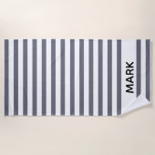 Serviette De Plage Gris Et Blancs Personnalisés (Devant)