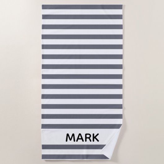 Serviette De Plage Gris Et Blancs Personnalisés (Devant)