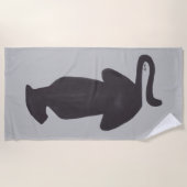 Serviette de plage gris noir Cat Silhouette (Devant)