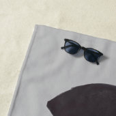 Serviette de plage gris noir Cat Silhouette (En situation)