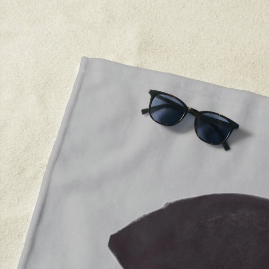 Serviette de plage gris noir Cat Silhouette (En situation)