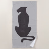 Serviette de plage gris noir Cat Silhouette (Devant)