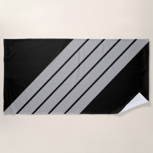 Serviette De Plage Gris noir rayé les années 70 80s Retro Racing rayp