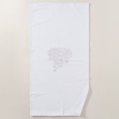 Serviette De Plage Gris pâle, Lait Blanc, design floral (Devant)