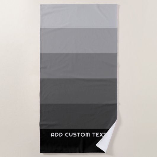 Serviette De Plage Gris rétro avec nom Simple Sans Serif (Devant)