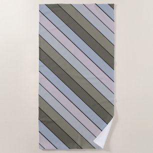 Serviette De Plage Gris Verts Et Rayures Noires Sur Papier Aquarelle