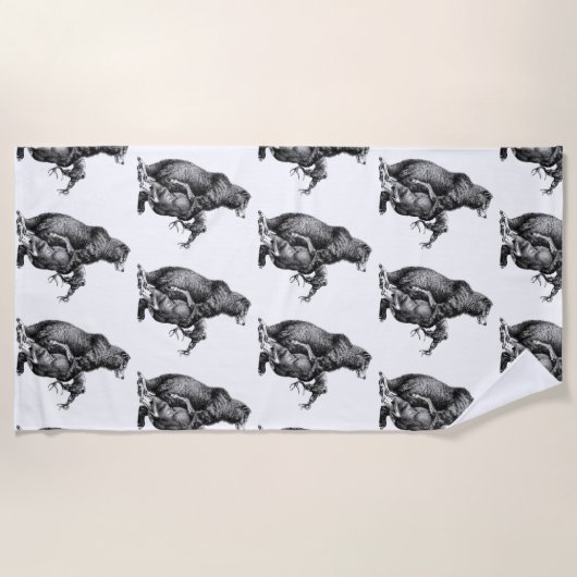 Serviette De Plage Grizzly ours chasse cerfs Dessin simple (Devant)