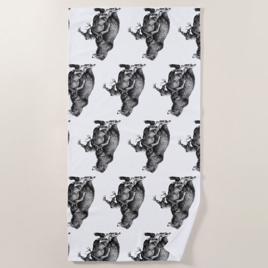 Serviette De Plage Grizzly ours chasse cerfs Dessin simple (Devant)