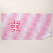 Serviette De Plage GRLPWR - Pink Stripes & Fun Quote Girpower (Devant)