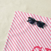 Serviette De Plage GRLPWR - Pink Stripes & Fun Quote Girpower (En situation)