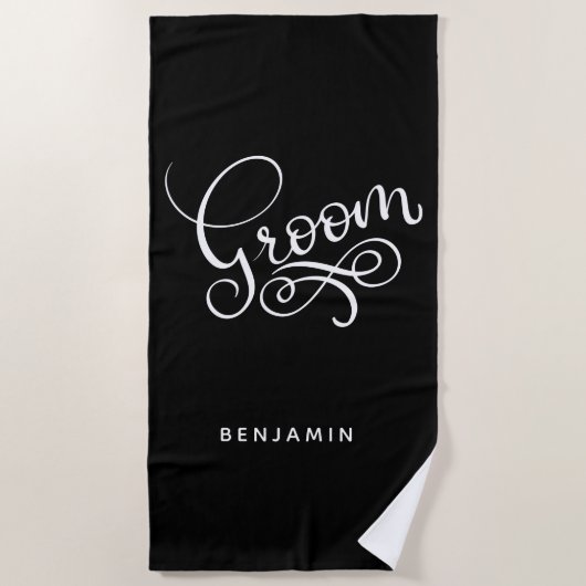 Serviette De Plage Groom | Ajouter Votre Nom (Devant)