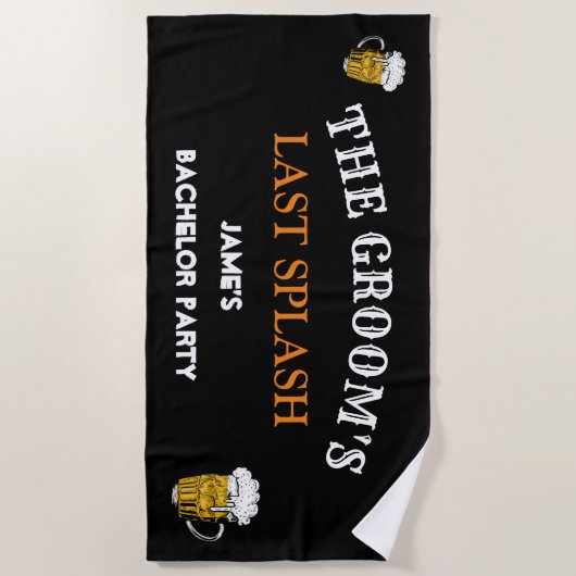 Serviette De Plage Groomsmen moderne Black Mariage Bachelor Party (Devant)