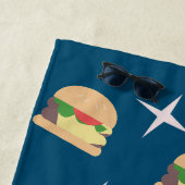 Serviette de plage Groovy Burger Blue Name (En situation)