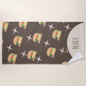 Serviette de plage Groovy Burger Chocolate Name (Devant)