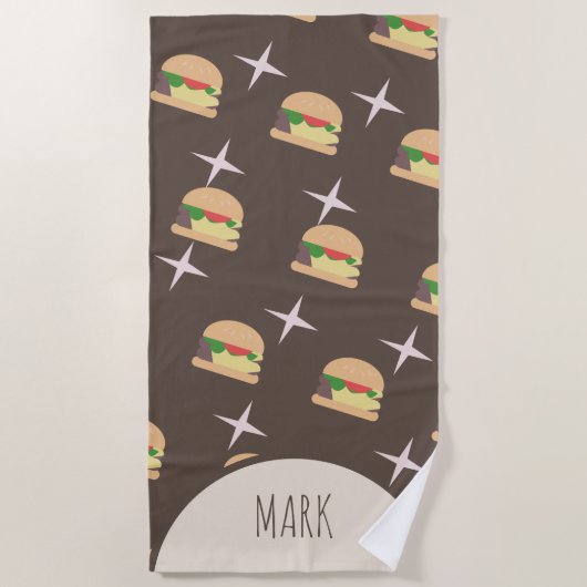 Serviette de plage Groovy Burger Chocolate Name (Devant)