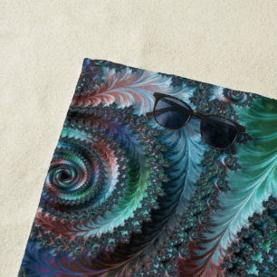 Serviette De Plage Groovy Colorful Boho Hippie Mandelbrot Fractal Art