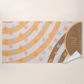 Serviette de plage Groovy Florals Rainbows Nom (Devant)