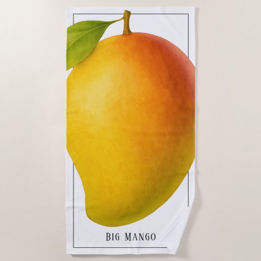 Serviette De Plage Gros Mango, Fruit Sucré et Nom (Devant)