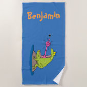 Serviette De Plage Grosse grenouille verte attraper dessin animé (Devant)