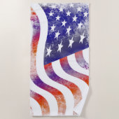 Serviette De Plage Grunge patriotique flottante drapeau américain, Ol (Devant)