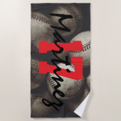 Serviette De Plage Grungy Baseballs on a Shelf Jersey Number & Name (Devant)