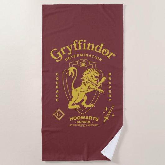 Serviette De Plage GRYFFINDOR™ Détermination Courage Bravoure Blason (Devant)