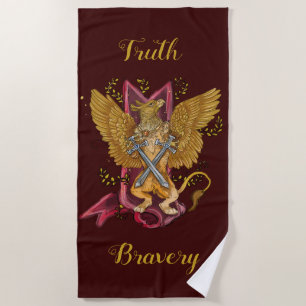 Serviette De Plage Gryphon mystique avec des épées