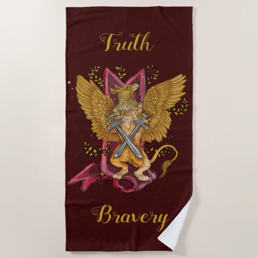 Serviette De Plage Gryphon mystique avec des épées (Devant)