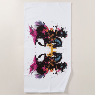 Serviette De Plage Guerrier équitation cheval en aquarelle