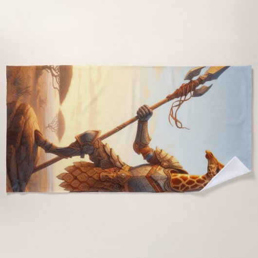 Serviette De Plage guerrier girafe (Devant)