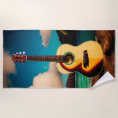 Serviette De Plage Guitare acoustique hawaïenne Beach Towel (Devant)