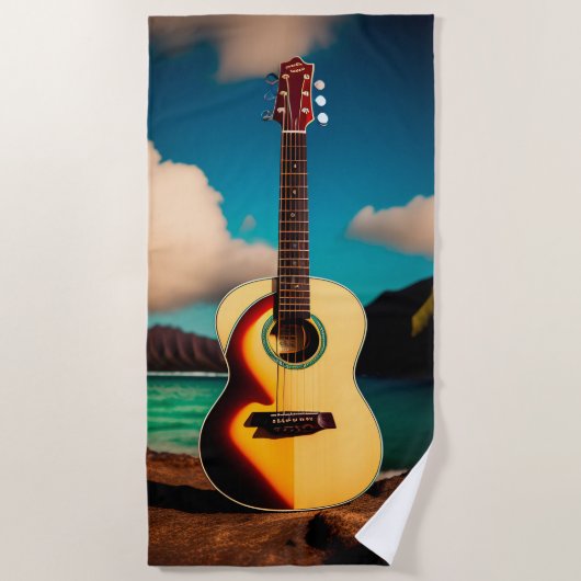 Serviette De Plage Guitare acoustique hawaïenne Beach Towel (Devant)