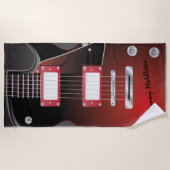 Serviette De Plage Guitare électrique - Rouge - Signature (Devant)