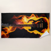 Serviette De Plage Guitare en flamme Beach Towel (Devant)