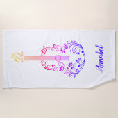 Serviette De Plage Guitare personnalisée couleur sur blanc (Devant)