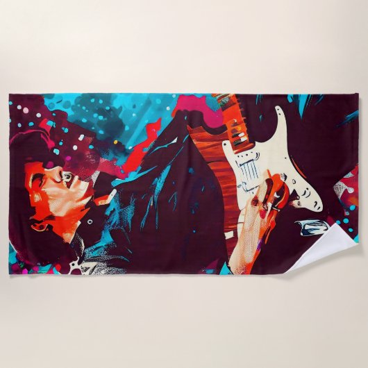 Serviette De Plage guitariste cool (Devant)
