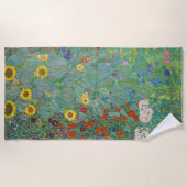 Serviette De Plage Gustav Klimt - Jardin de campagne avec tournesols (Devant)