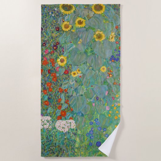 Serviette De Plage Gustav Klimt - Jardin de campagne avec tournesols (Devant)