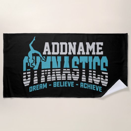 Serviette De Plage Gymnaste AJOUTER LE NOM Gymnastique Équipe Backben (Devant)