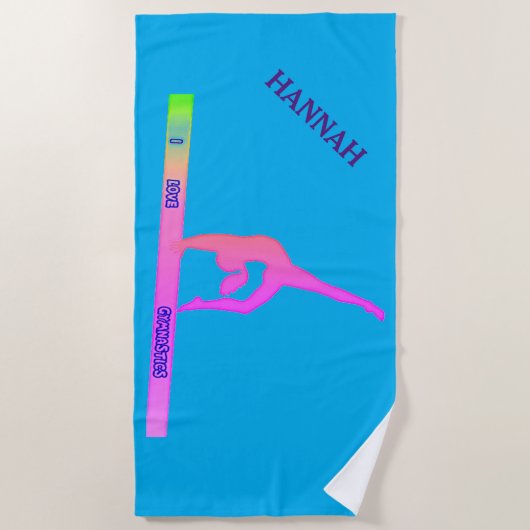 serviette de plage GYMNASTICS. Nom personnalisé. (Devant)