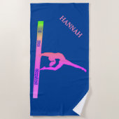 serviette de plage GYMNASTICS.  Nom personnalisé. (Devant)