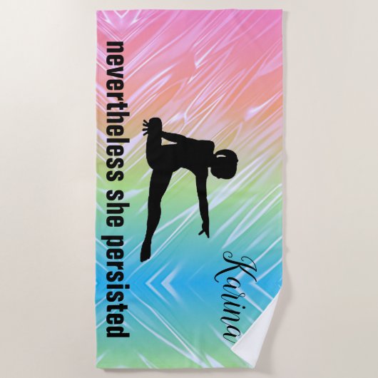 Serviette De Plage Gymnastique Arc-en-ciel "Elle Persistait Néanmoins (Devant)