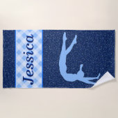 Serviette De Plage Gymnastique Fille Bleu clair Bleu foncé (Devant)