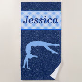 Serviette De Plage Gymnastique Fille Bleu clair Bleu foncé (Devant)