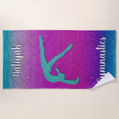 Serviette De Plage Gymnastique fille Turquoise Magenta Ombre (Devant)
