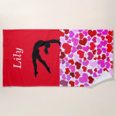 Serviette De Plage Gymnastique filles Coeurs de Saint Valentin (Devant)