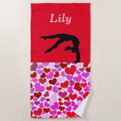 Serviette De Plage Gymnastique filles Coeurs de Saint Valentin (Devant)