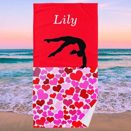 Serviette De Plage Gymnastique filles Coeurs de Saint Valentin