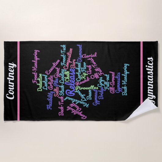 Serviette De Plage Gymnastique Mot Cloud (Devant)