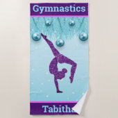 Serviette De Plage Gymnastique Noël violet Aqua Personnalisé (Devant)